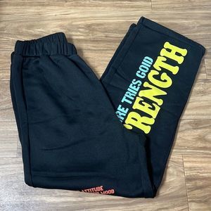 NWOT: Colorful-Worded Black Sweatpants (Unisex)